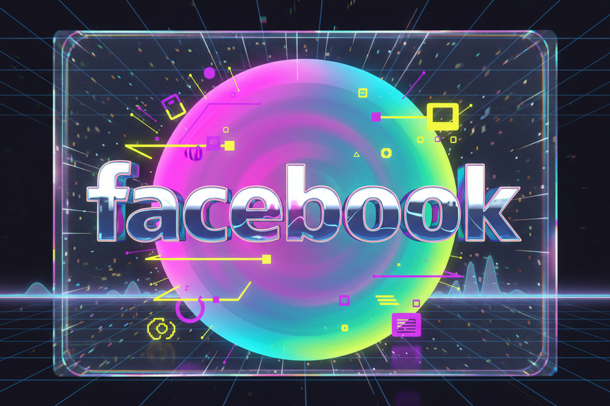facebook logo but early 2000s y2k themed