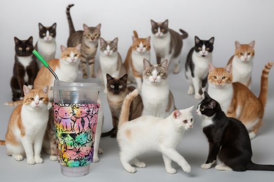 Rainbow Cat Reversible Cup Coozie