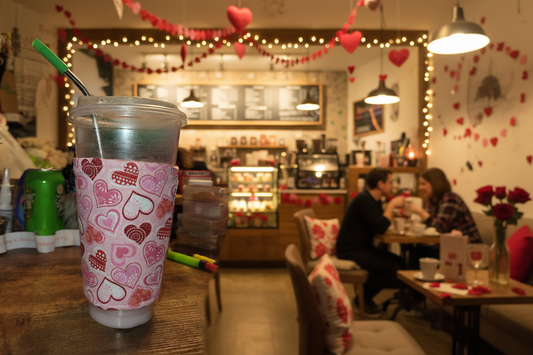 Pink Glitter Hearts Reversible Cup Coozie