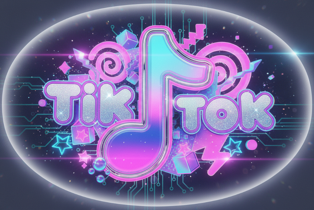 TikTok logo but early 2000s y2k themed