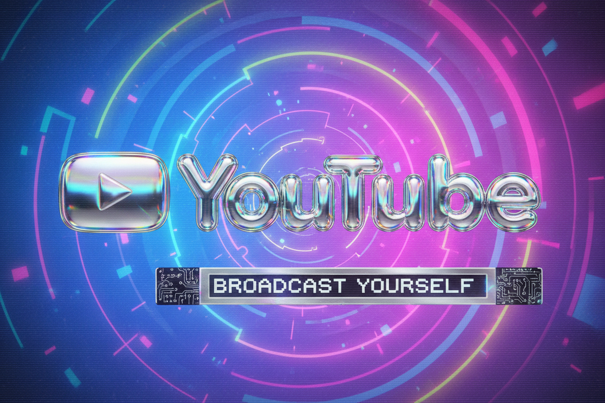 youtube logo but early 2000s y2k themed